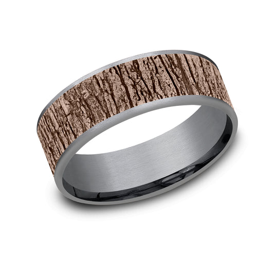 THE HAZEL 7.5mm Tantalum Grey/14K Rose Benchmark men's wedding band