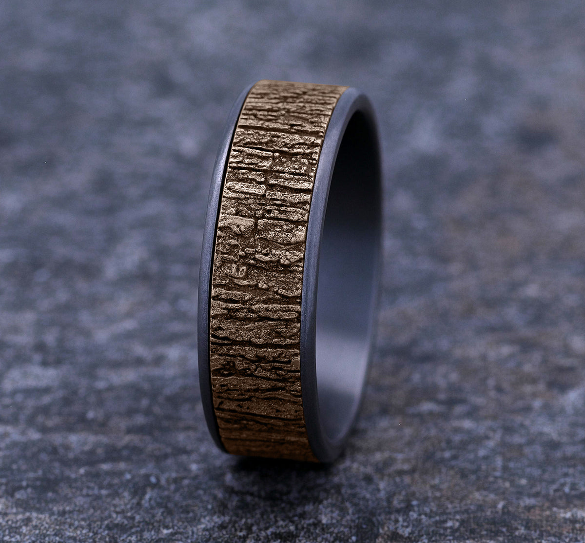 THE HAZEL 7.5mm Tantalum Grey/14K Rose Benchmark men's wedding band