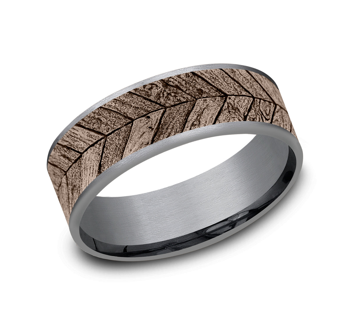 THE CHEVRON 7.5mm Tantalum Grey/14K Rose Benchmark men's wedding band