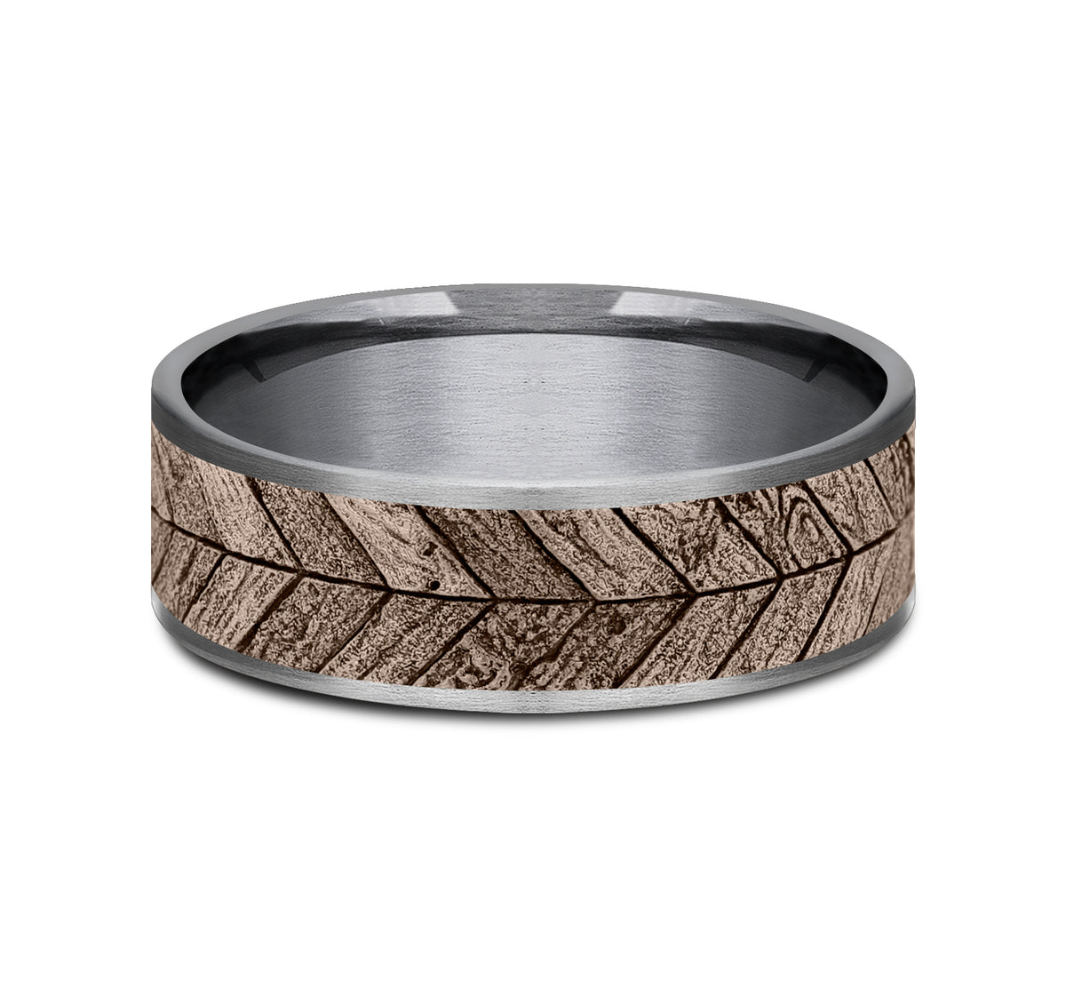 THE CHEVRON 7.5mm Tantalum Grey/14K Rose Benchmark men's wedding band