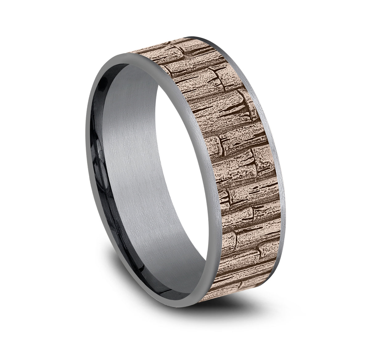 THE BAMBOO 7.5mm Tantalum Grey/14K Rose Benchmark men's wedding band