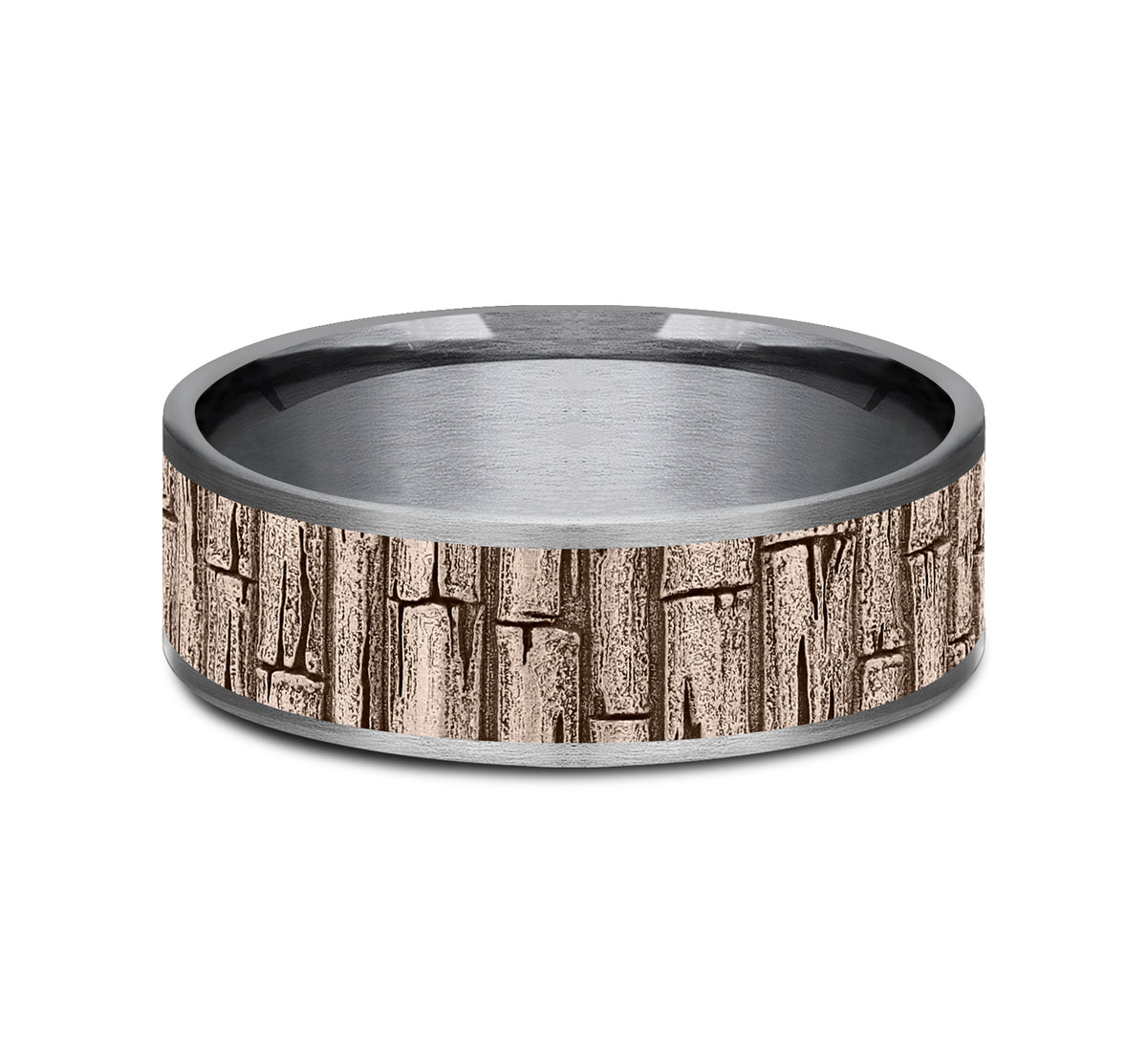 THE BAMBOO 7.5mm Tantalum Grey/14K Rose Benchmark men's wedding band