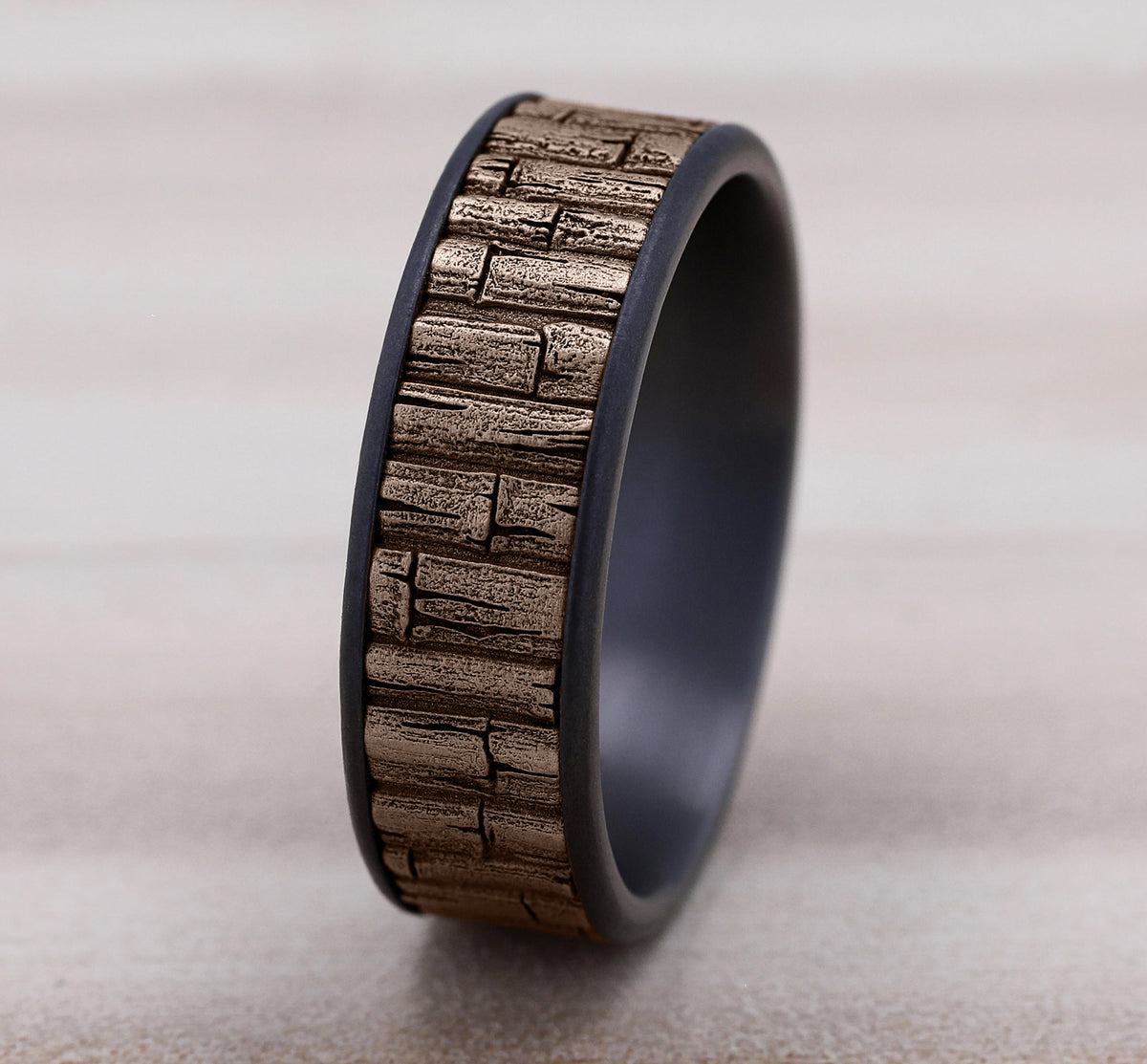 THE BAMBOO 7.5mm Tantalum Grey/14K Rose Benchmark men's wedding band
