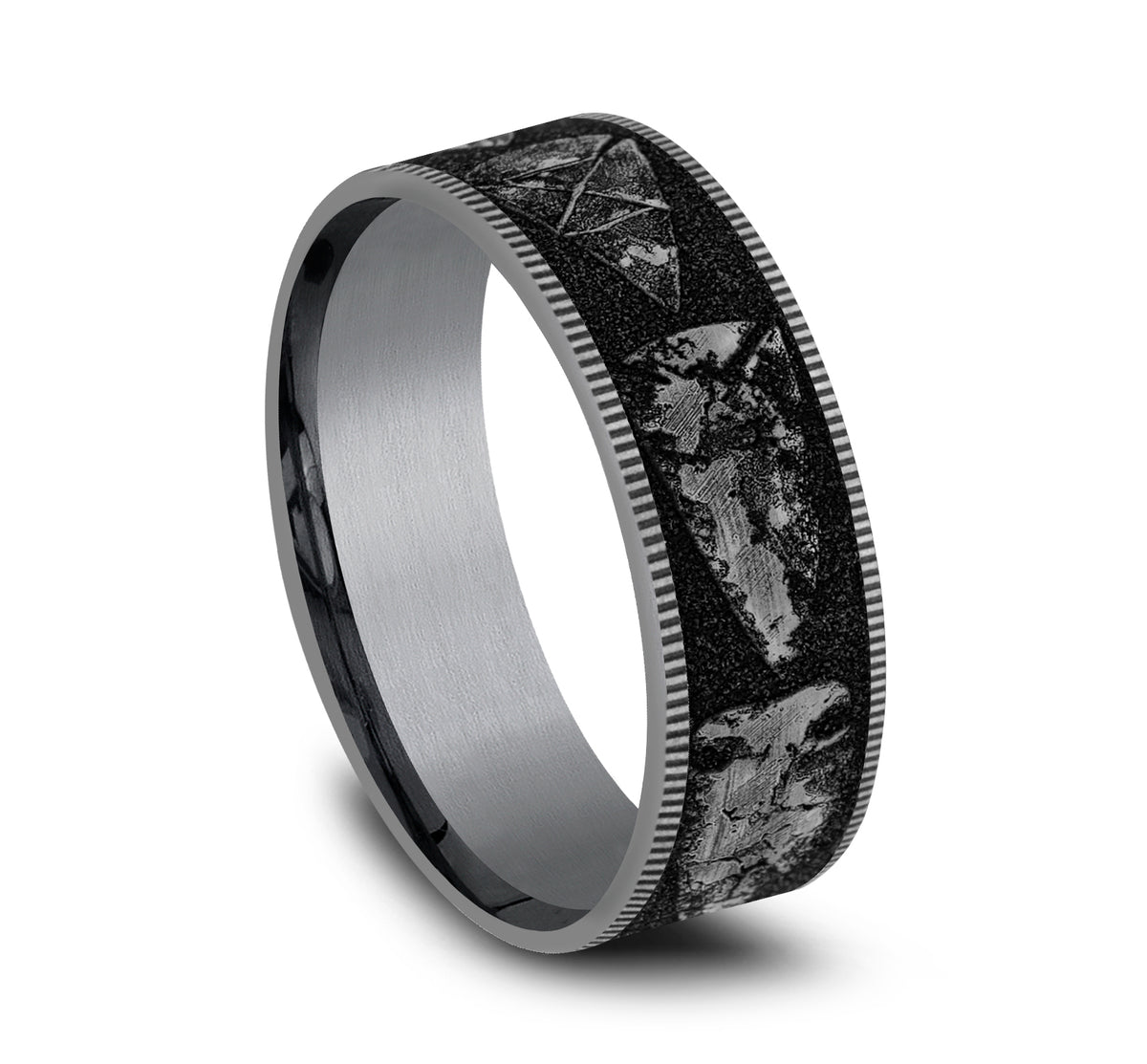 THE ARROWHEAD 7.5mm Tantalum Grey/Grey-Black Titanium Benchmark men's wedding band