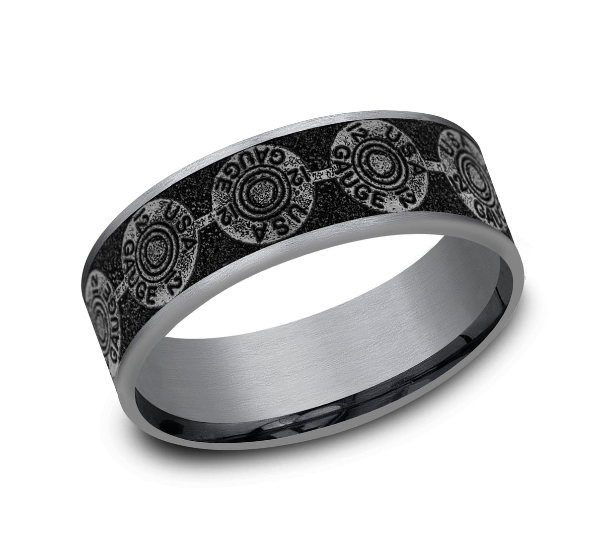 THE 12 GAUGE 7.5mm Tantalum Grey/Grey-Black Titanium Benchmark men's wedding band