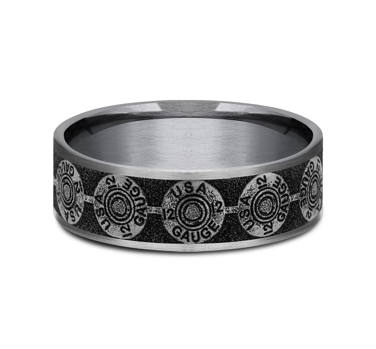 THE 12 GAUGE 7.5mm Tantalum Grey/Grey-Black Titanium Benchmark men's wedding band
