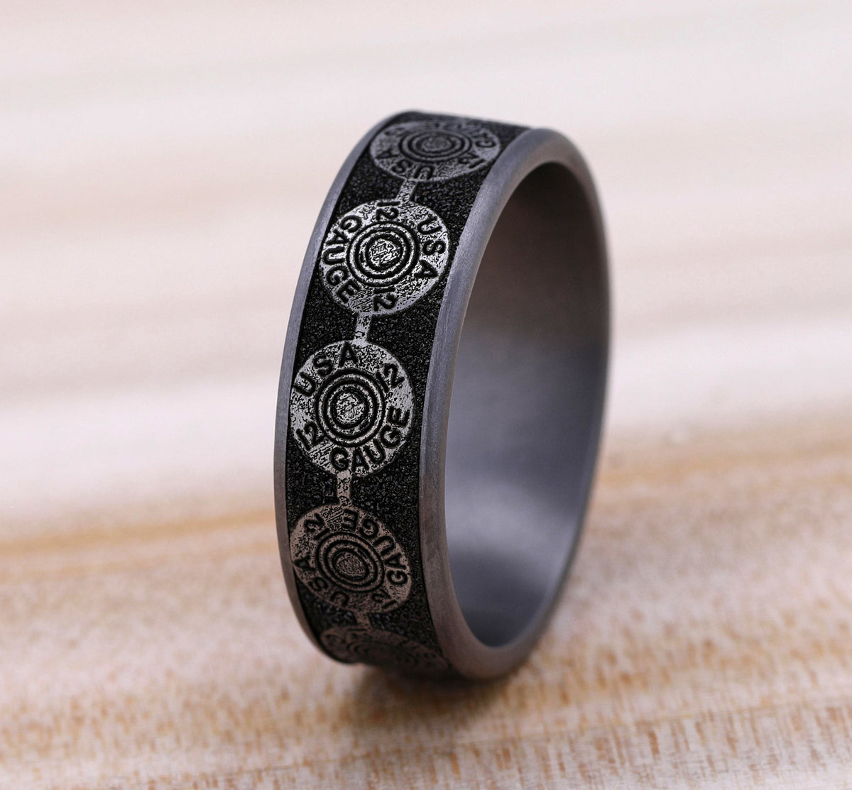 THE 12 GAUGE 7.5mm Tantalum Grey/Grey-Black Titanium Benchmark men's wedding band