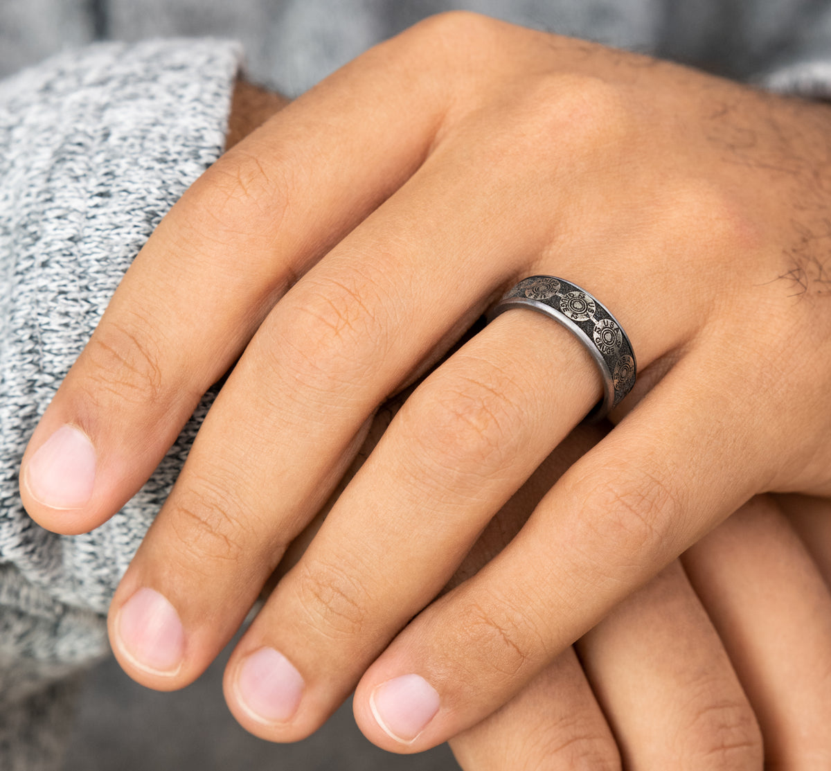 THE 12 GAUGE 7.5mm Tantalum Grey/Grey-Black Titanium Benchmark men's wedding band