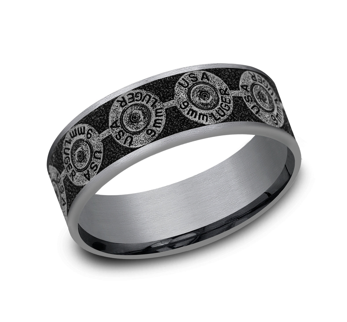 THE 9MM 7.5mm Tantalum Grey/Grey-Black Titanium Benchmark men's wedding band
