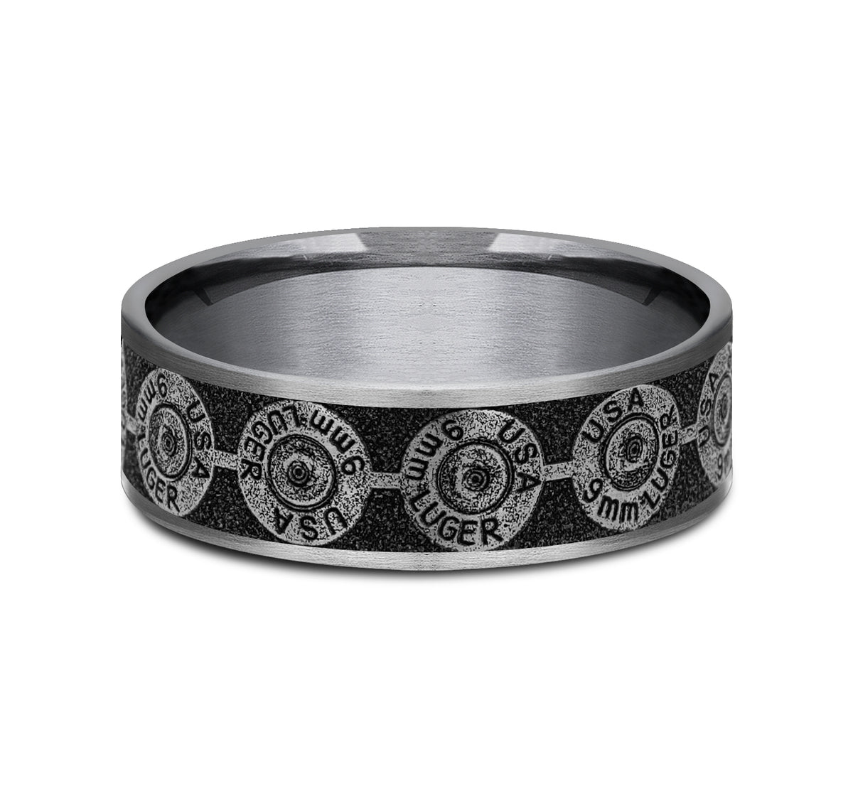 THE 9MM 7.5mm Tantalum Grey/Grey-Black Titanium Benchmark men's wedding band