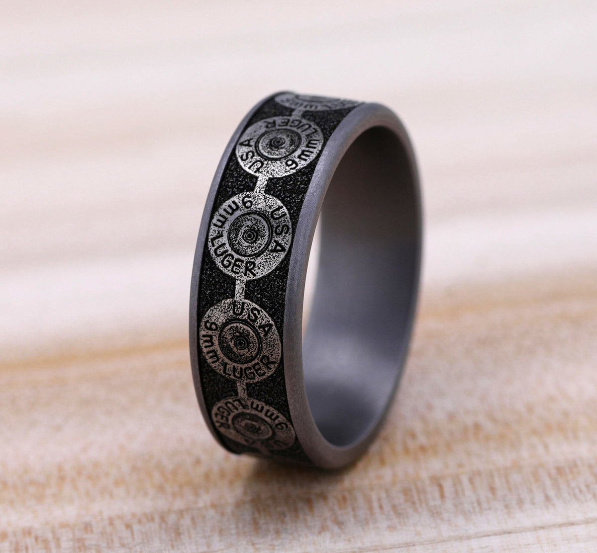 THE 9MM 7.5mm Tantalum Grey/Grey-Black Titanium Benchmark men's wedding band