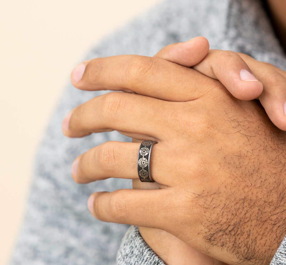 THE 9MM 7.5mm Tantalum Grey/Grey-Black Titanium Benchmark men's wedding band