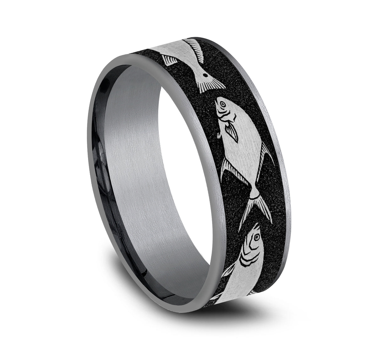 THE SKIFF 7.5mm Tantalum Grey/Grey-Black Titanium Benchmark men's wedding band
