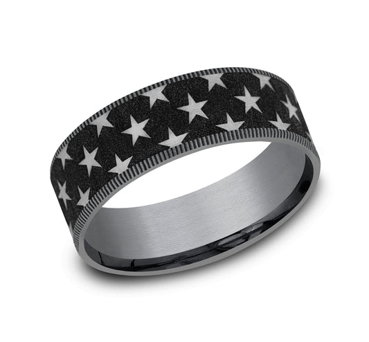 THE ANTHEM 7.5mm Tantalum Grey/Grey-Black Titanium Benchmark men's wedding band