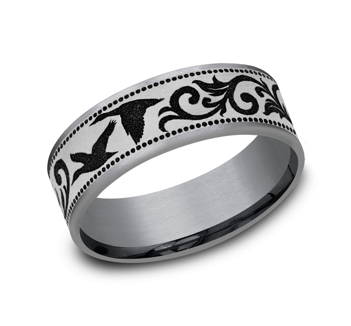 THE WATERFOWL 7.5mm Tantalum Grey/Grey-Black Titanium Benchmark men's wedding band