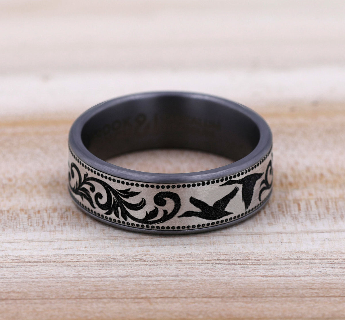 THE WATERFOWL 7.5mm Tantalum Grey/Grey-Black Titanium Benchmark men's wedding band