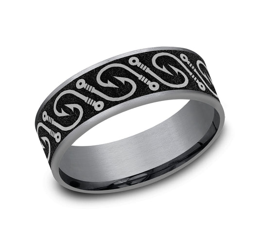 THE HOOK 7.5mm Tantalum Grey/Grey-Black Titanium Benchmark men's wedding band
