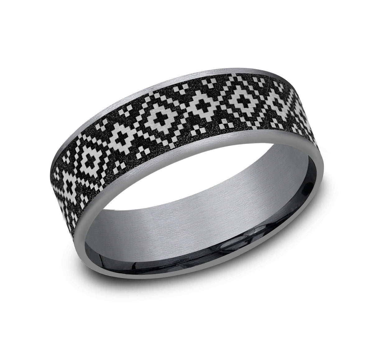 THE ISLE 7.5mm Tantalum Grey/Grey-Black Titanium Benchmark men's wedding band