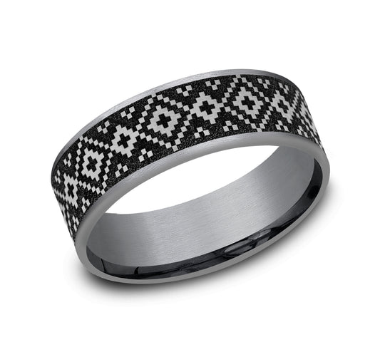 THE ISLE 7.5mm Tantalum Grey/Grey-Black Titanium Benchmark men's wedding band