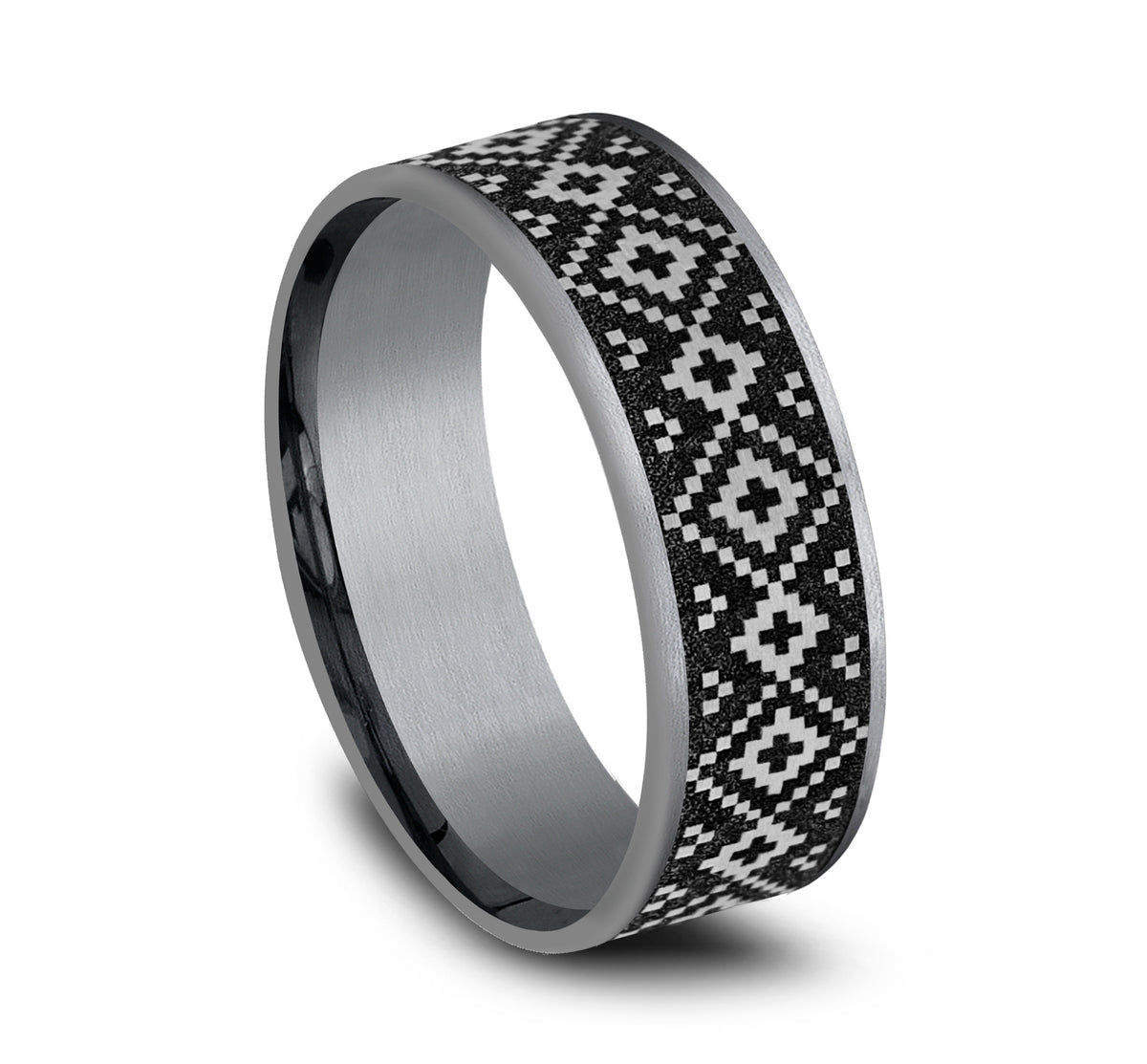 THE ISLE 7.5mm Tantalum Grey/Grey-Black Titanium Benchmark men's wedding band