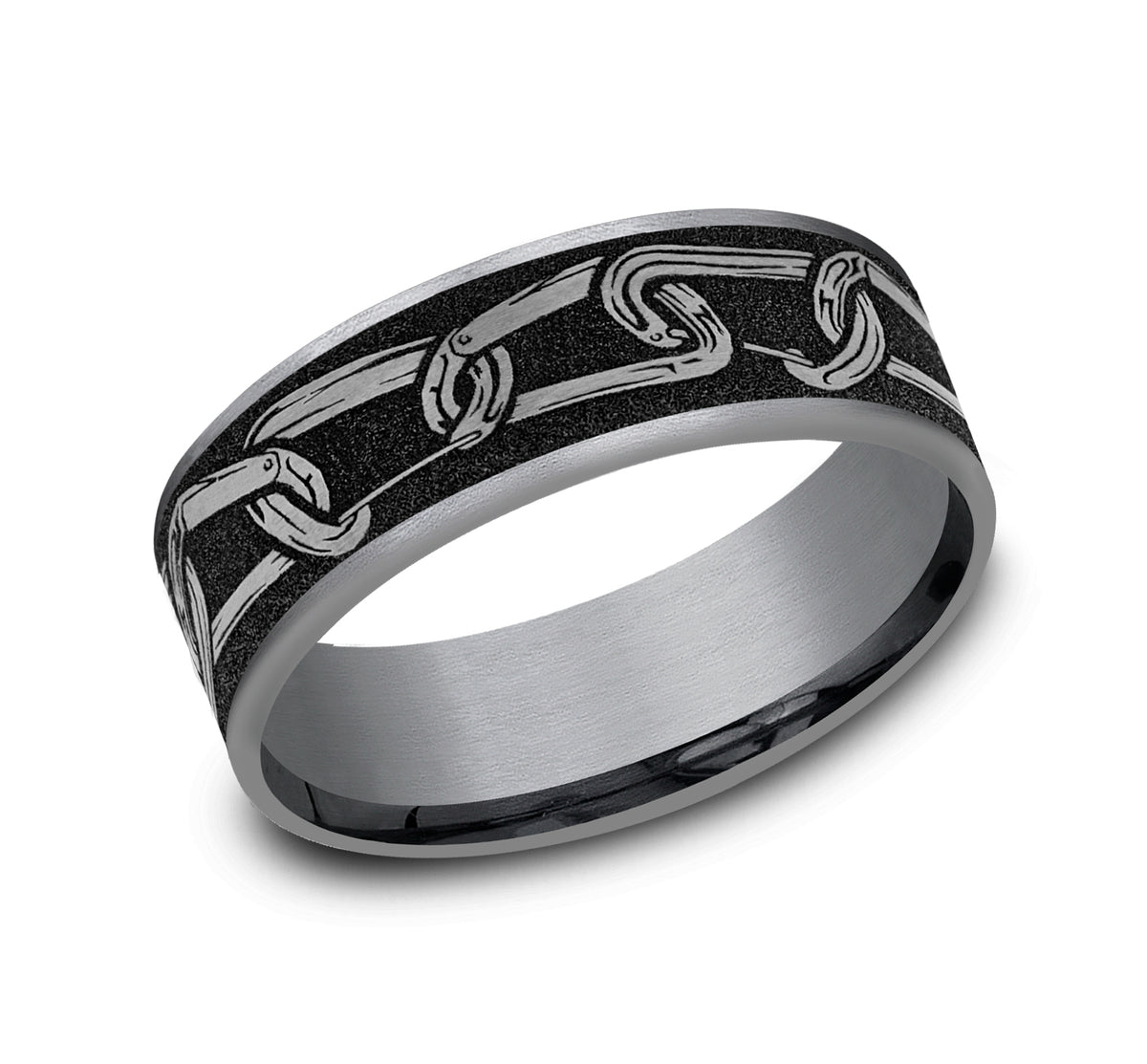 THE CARABINER 7.5mm Tantalum Grey/Grey-Black Titanium Benchmark men's wedding band