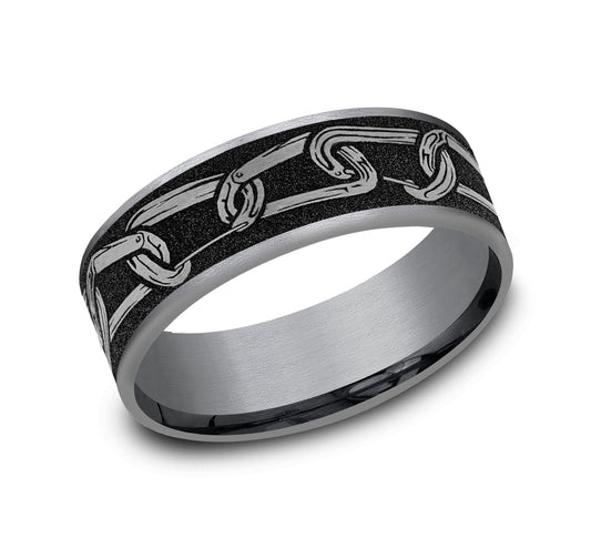 THE CARABINER 7.5mm Tantalum Grey/Grey-Black Titanium Benchmark men's wedding band