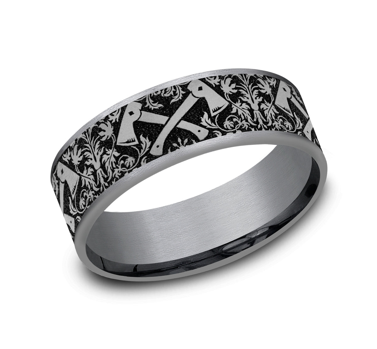 THE HOTSHOT 7.5mm Tantalum Grey/Grey-Black Titanium Benchmark men's wedding band