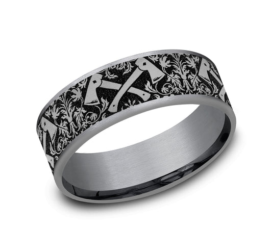 THE HOTSHOT 7.5mm Tantalum Grey/Grey-Black Titanium Benchmark men's wedding band