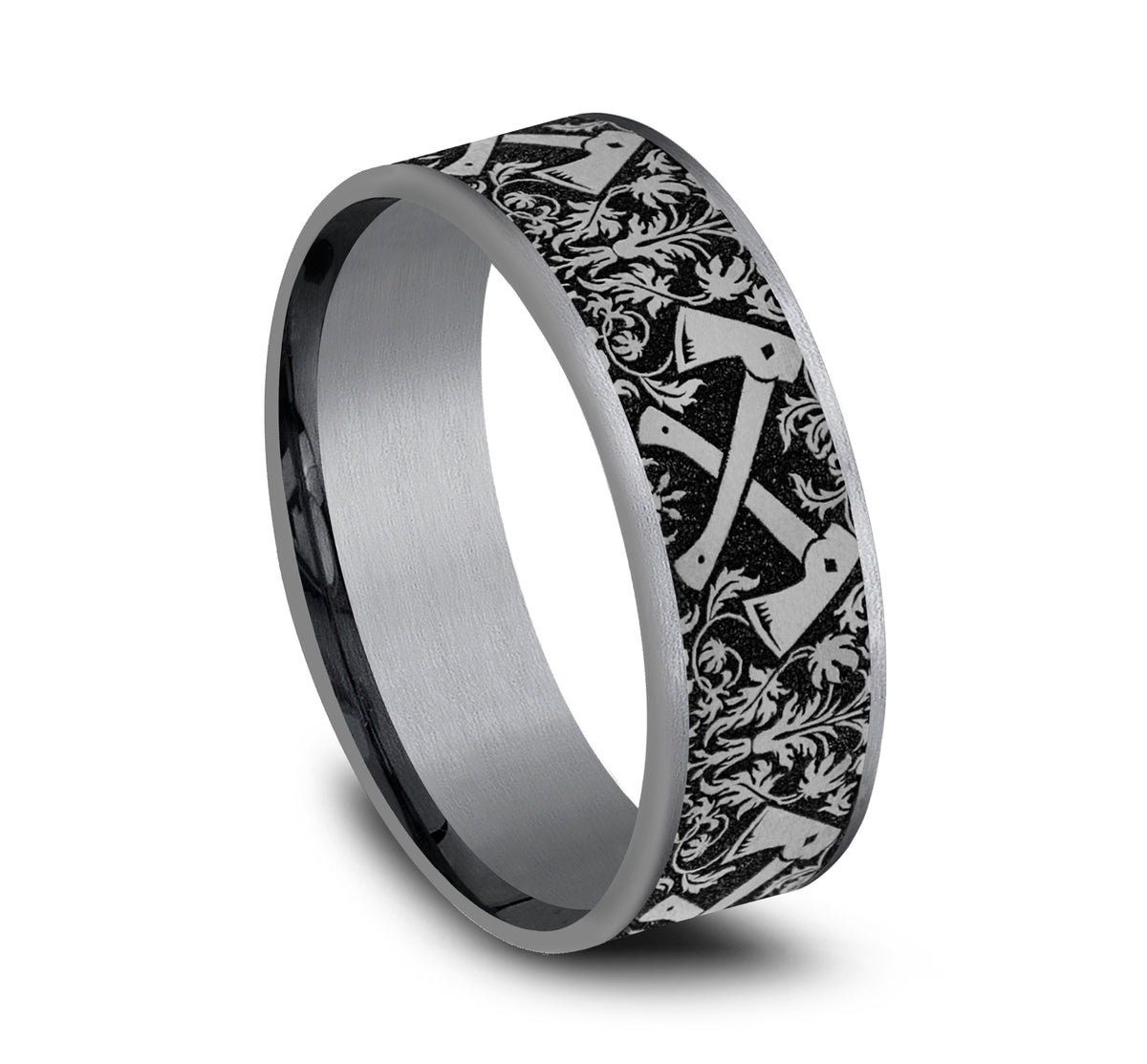 THE HOTSHOT 7.5mm Tantalum Grey/Grey-Black Titanium Benchmark men's wedding band