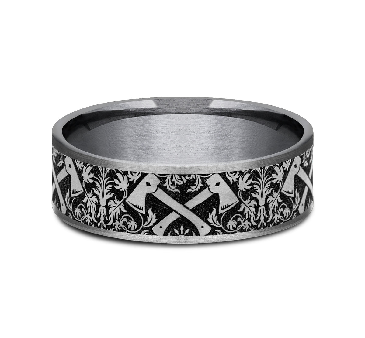 THE HOTSHOT 7.5mm Tantalum Grey/Grey-Black Titanium Benchmark men's wedding band