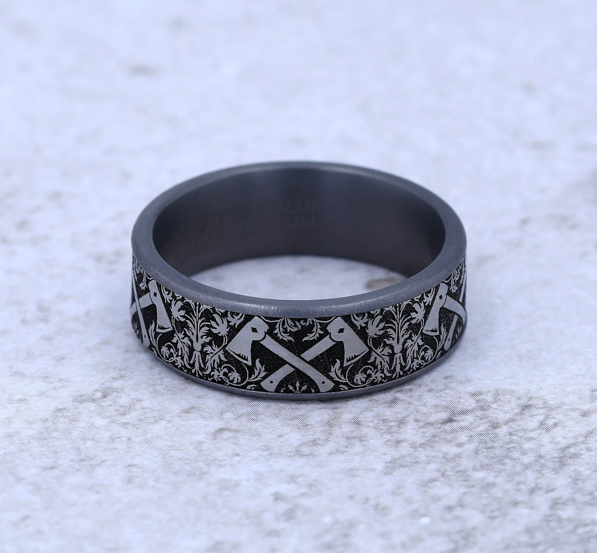 THE HOTSHOT 7.5mm Tantalum Grey/Grey-Black Titanium Benchmark men's wedding band