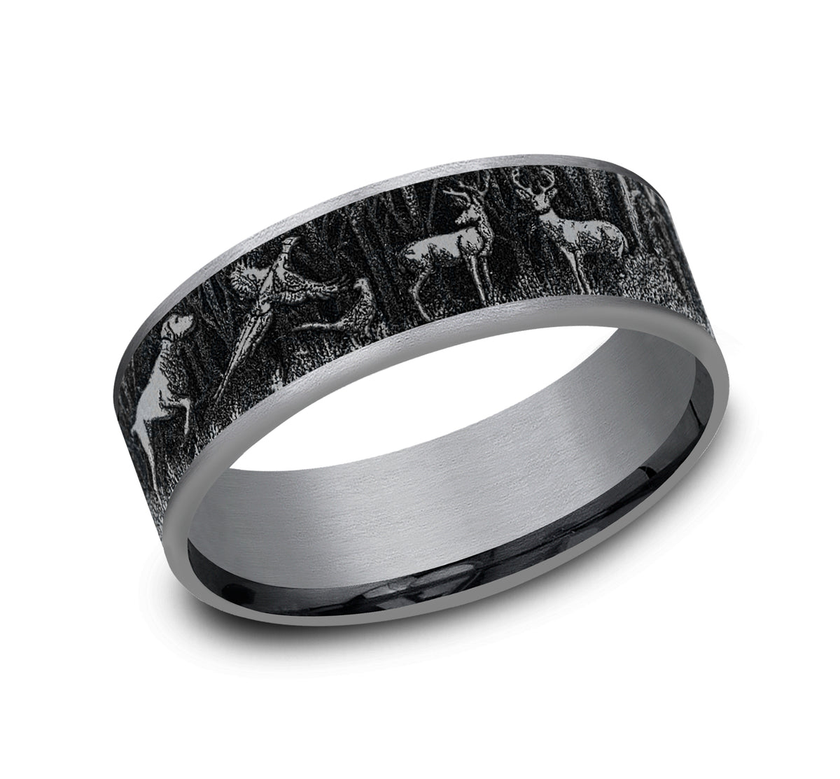 THE HUNTSMAN 7.5mm Tantalum Grey/Grey-Black Titanium Benchmark men's wedding band