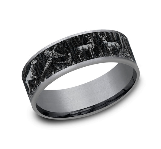 THE HUNTSMAN 7.5mm Tantalum Grey/Grey-Black Titanium Benchmark men's wedding band