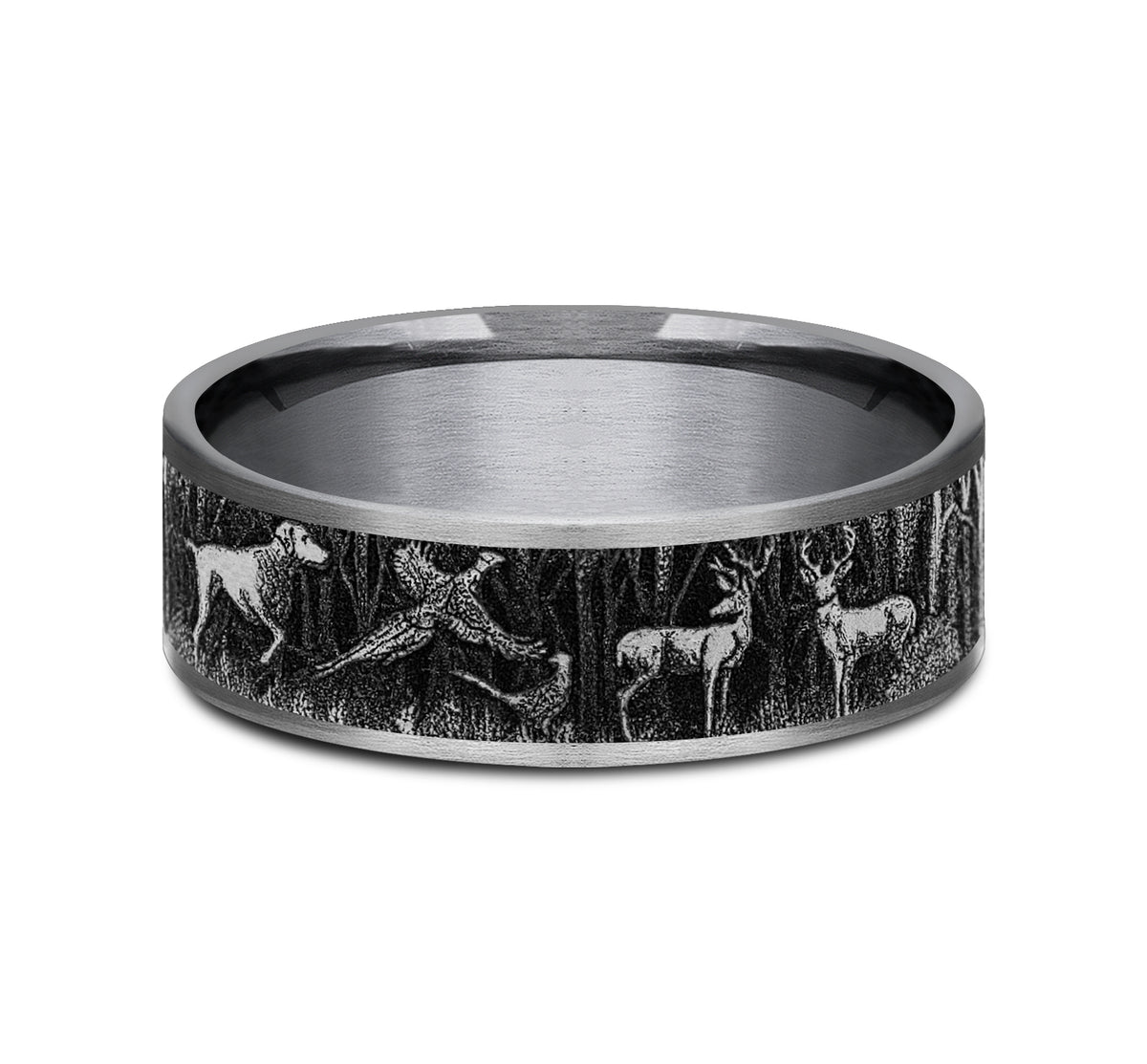 THE HUNTSMAN 7.5mm Tantalum Grey/Grey-Black Titanium Benchmark men's wedding band