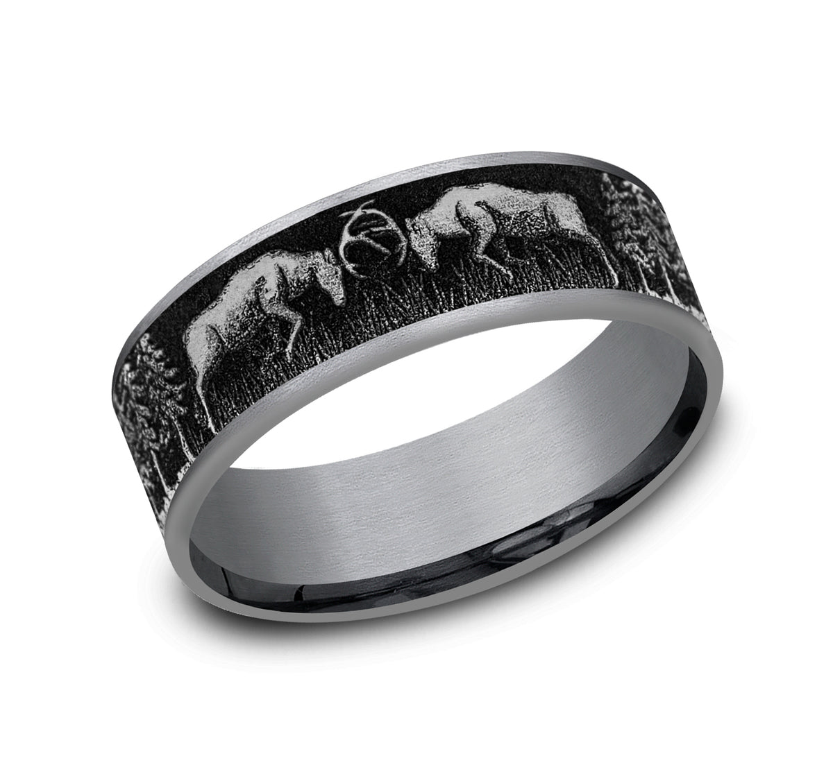 THE RUT 7.5mm Tantalum Grey/Grey-Black Titanium Benchmark men's wedding band
