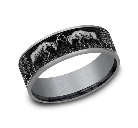 THE RUT 7.5mm Tantalum Grey/Grey-Black Titanium Benchmark men's wedding band