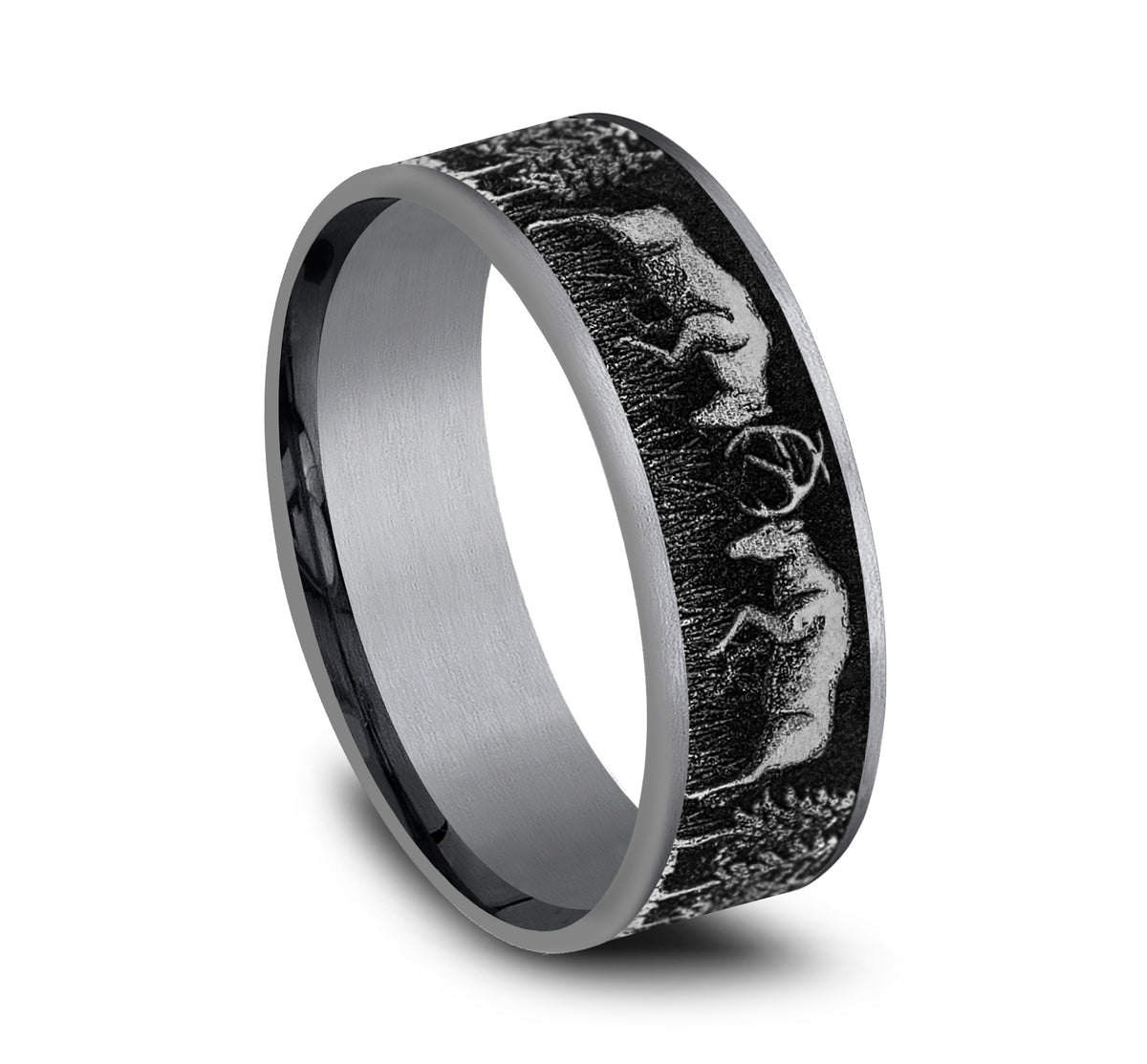 THE RUT 7.5mm Tantalum Grey/Grey-Black Titanium Benchmark men's wedding band