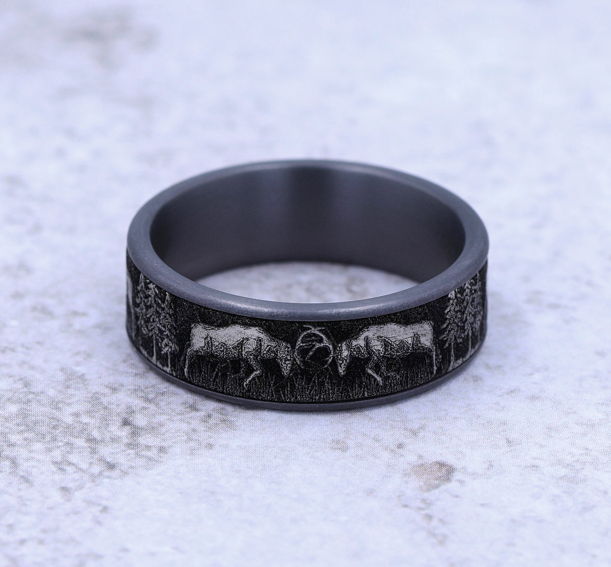 THE RUT 7.5mm Tantalum Grey/Grey-Black Titanium Benchmark men's wedding band