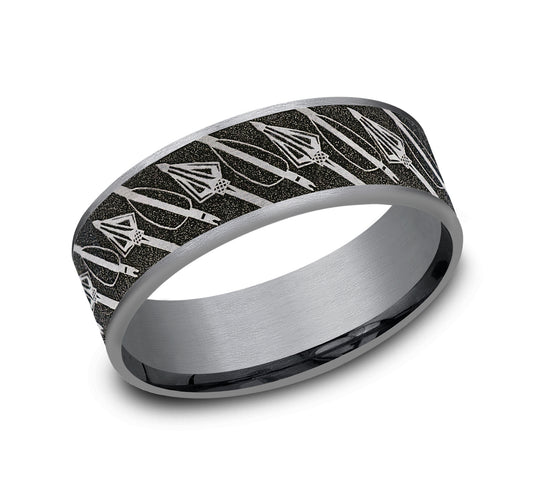 THE BROADHEAD 7.5mm Tantalum Grey/Grey-Black Titanium Benchmark men's wedding band