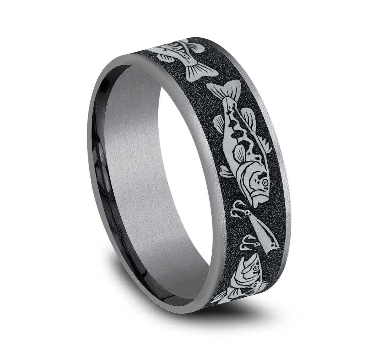 THE STRIKE 7.5mm Tantalum Grey/Grey-Black Titanium Benchmark men's wedding band