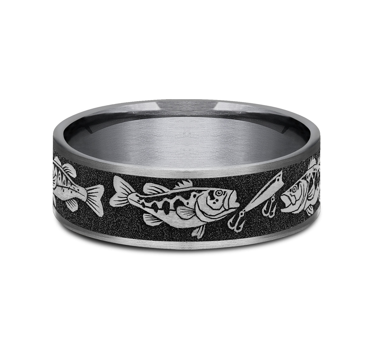 THE STRIKE 7.5mm Tantalum Grey/Grey-Black Titanium Benchmark men's wedding band