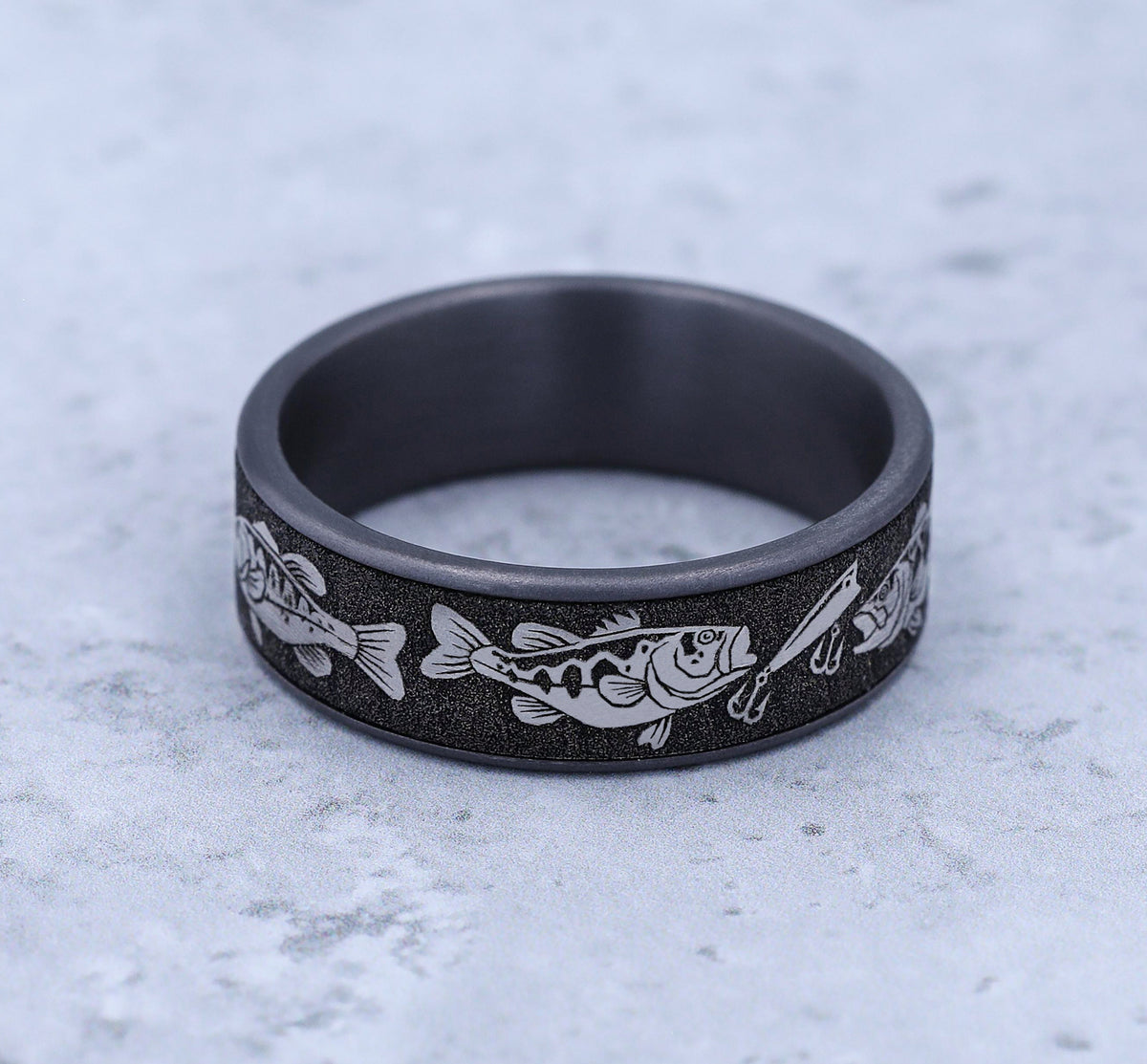 THE STRIKE 7.5mm Tantalum Grey/Grey-Black Titanium Benchmark men's wedding band