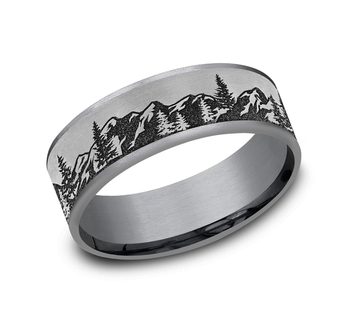 THE PEAK 7.5mm Tantalum Grey/Grey-Black Titanium Benchmark men's wedding band