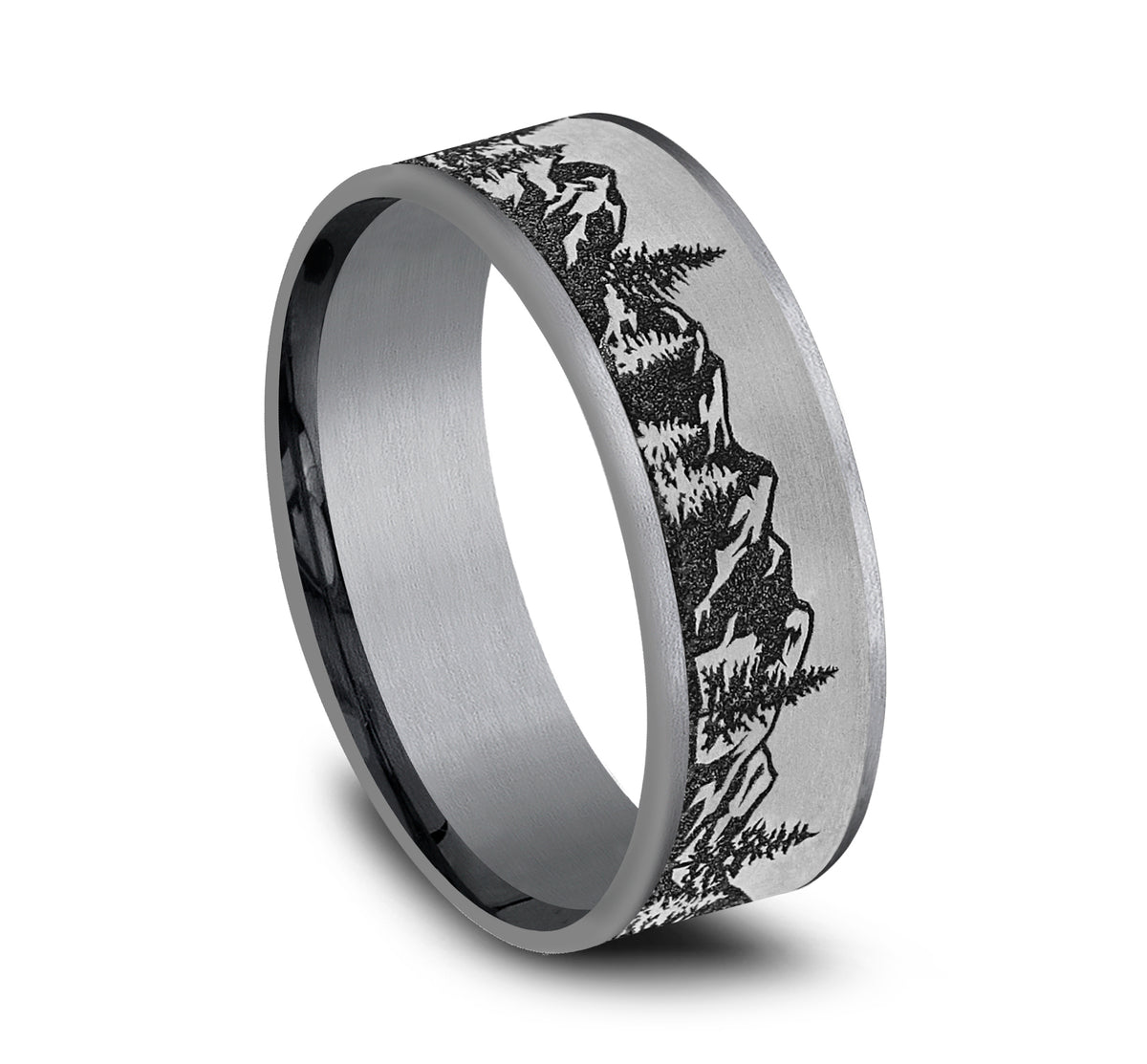 THE PEAK 7.5mm Tantalum Grey/Grey-Black Titanium Benchmark men's wedding band