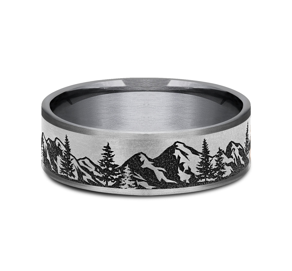 THE PEAK 7.5mm Tantalum Grey/Grey-Black Titanium Benchmark men's wedding band