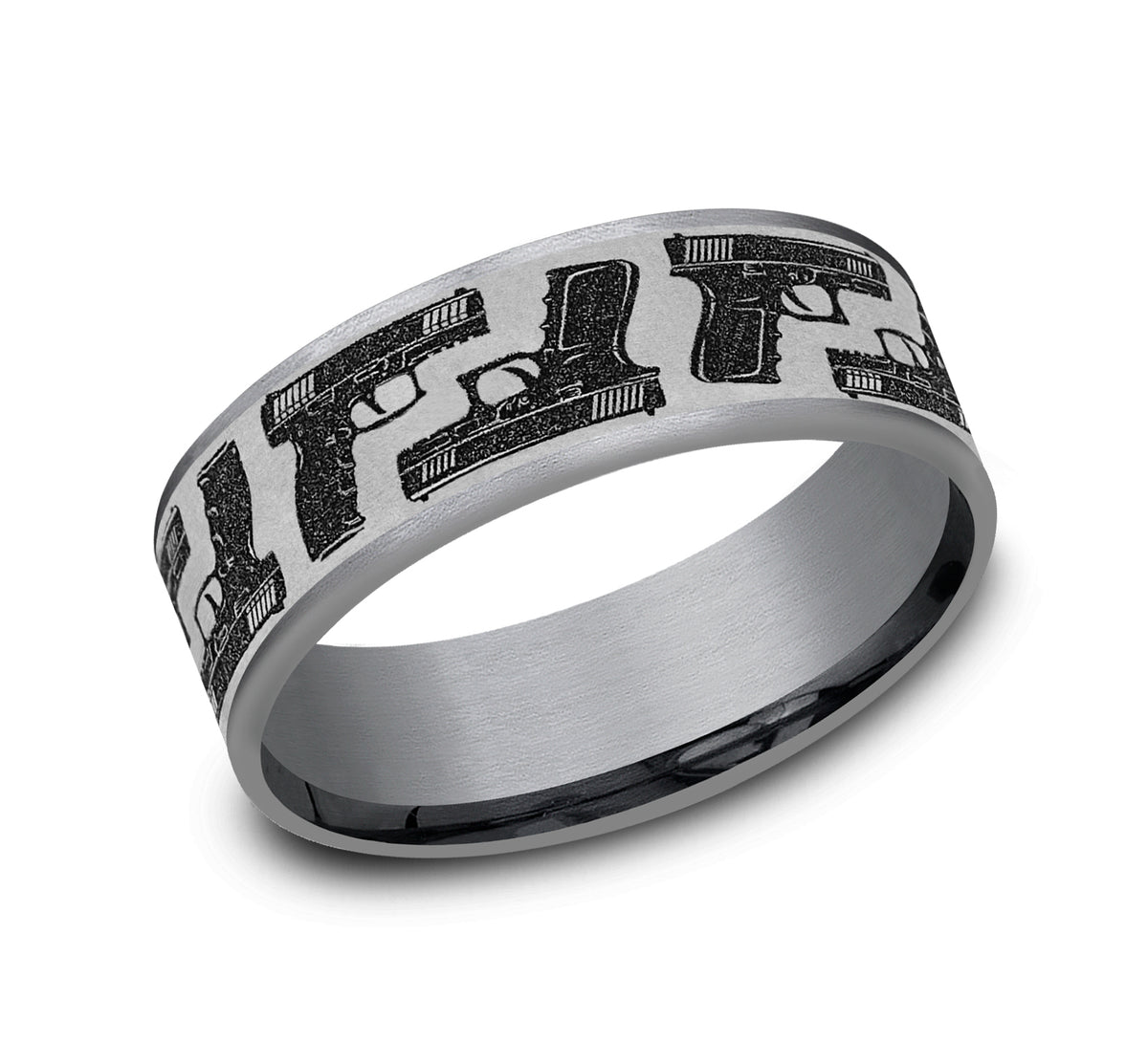 THE PISTOL 7.5mm Tantalum Grey/Grey-Black Titanium Benchmark men's wedding band