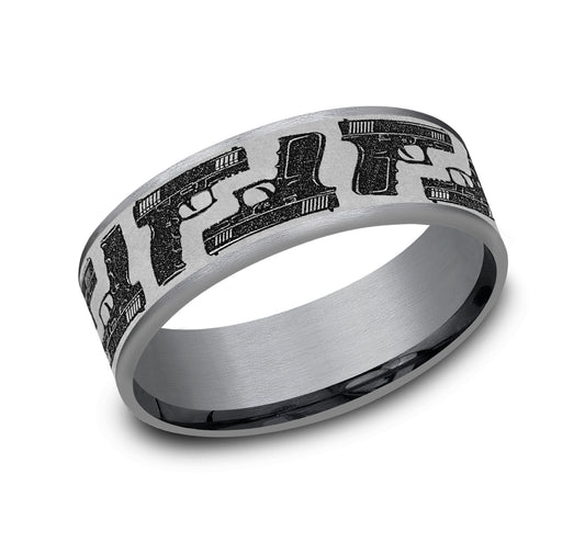 THE PISTOL 7.5mm Tantalum Grey/Grey-Black Titanium Benchmark men's wedding band