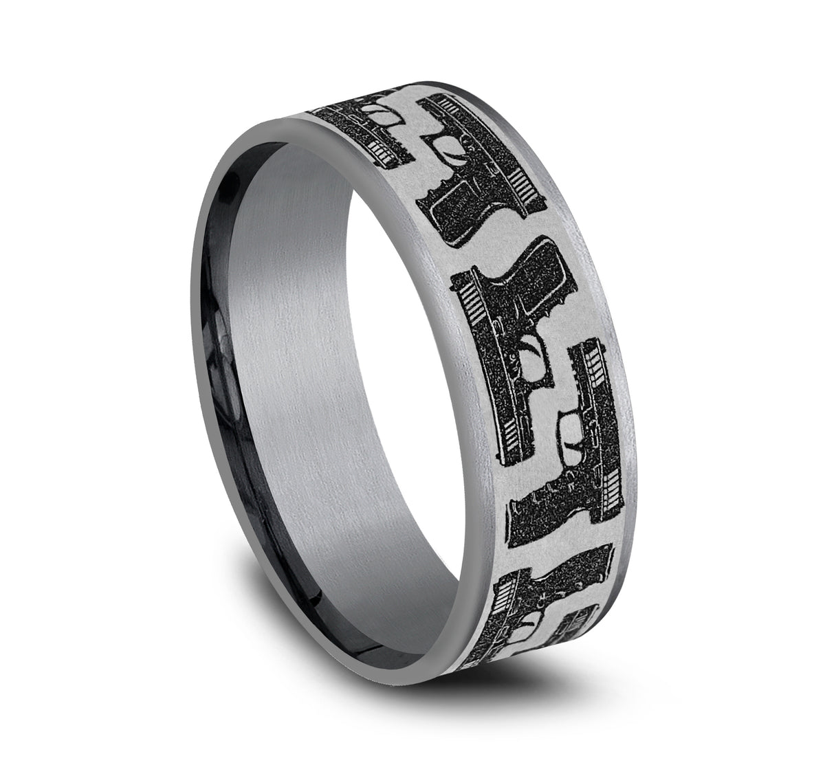 THE PISTOL 7.5mm Tantalum Grey/Grey-Black Titanium Benchmark men's wedding band