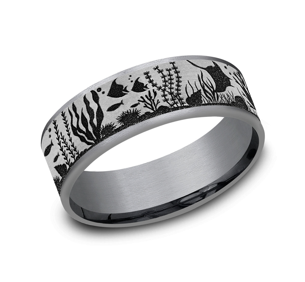 THE OCEAN 7.5mm Tantalum Grey/Grey-Black Titanium Benchmark men's wedding band