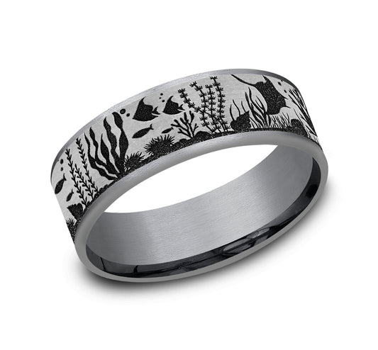 THE OCEAN 7.5mm Tantalum Grey/Grey-Black Titanium Benchmark men's wedding band